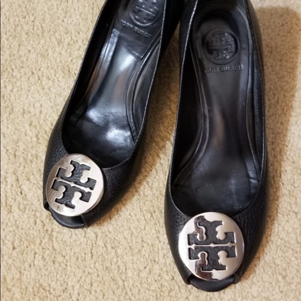 Tory Burch Peep Toe Wedges
